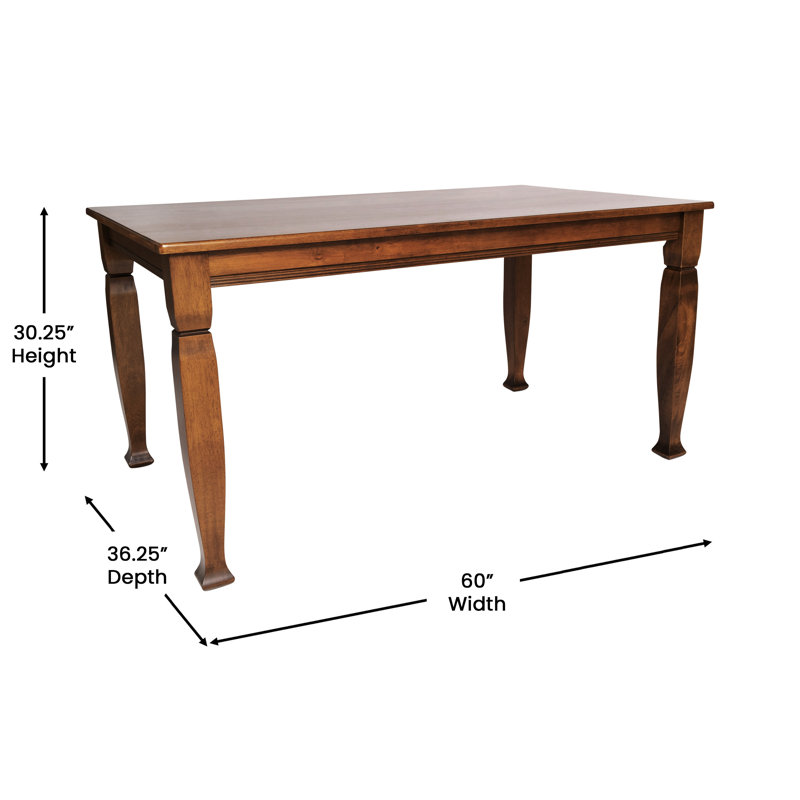 Walnut Solid Wood Rectangular Dining Table with Turned Legs