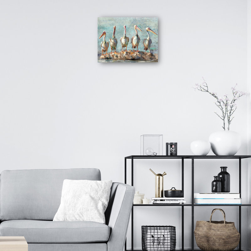 «Pelican Pause» par Studio Arts, reproduction d'art sur toile, Toile tendue, L 14 po x H 11 po
