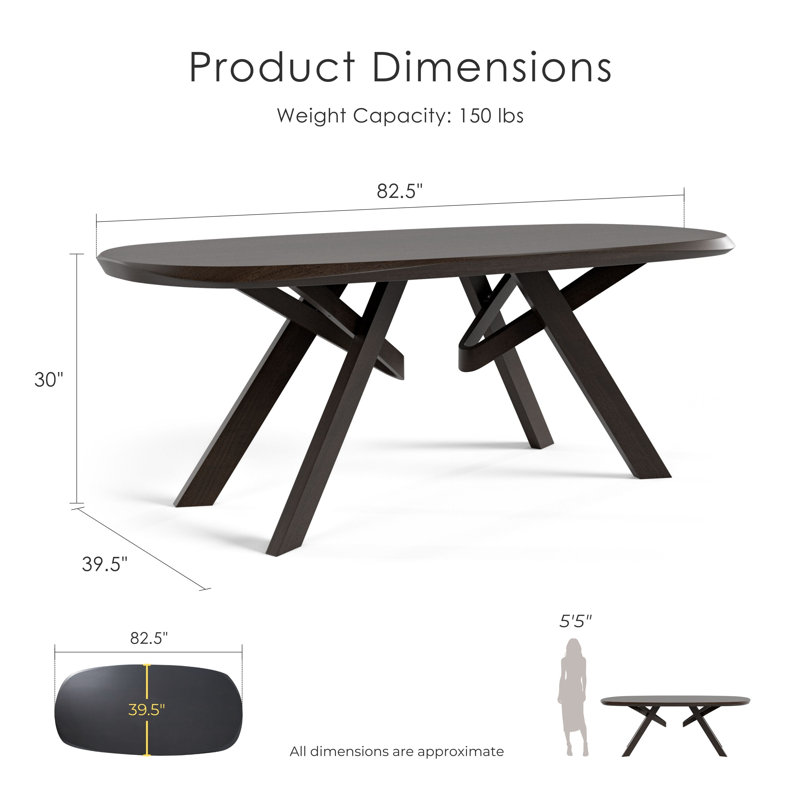 Rozella Solid Wood Dining Table, Black