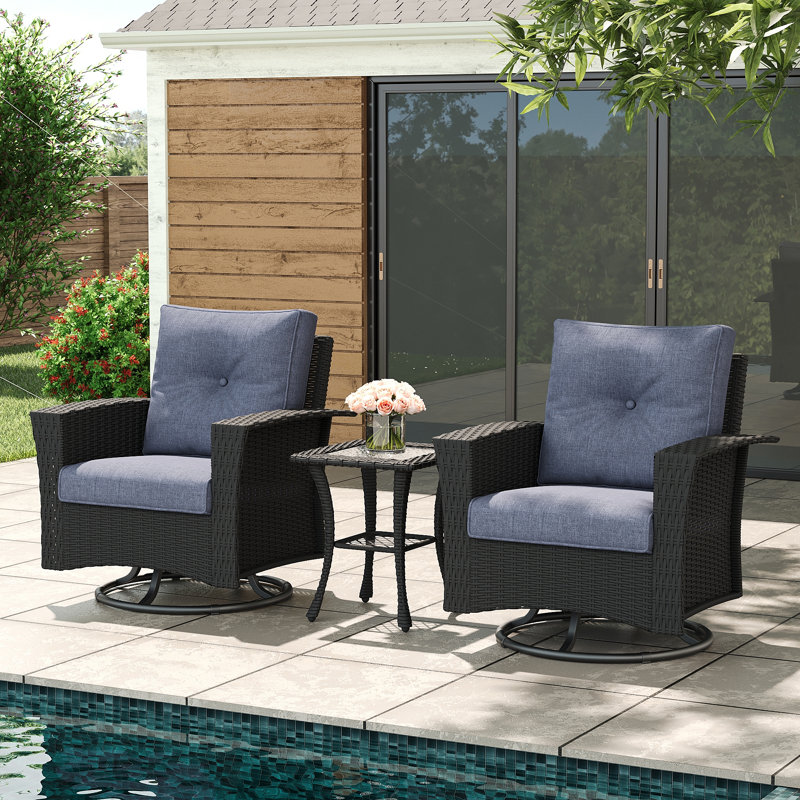 Metal Outdoor Chair, Navy, Black