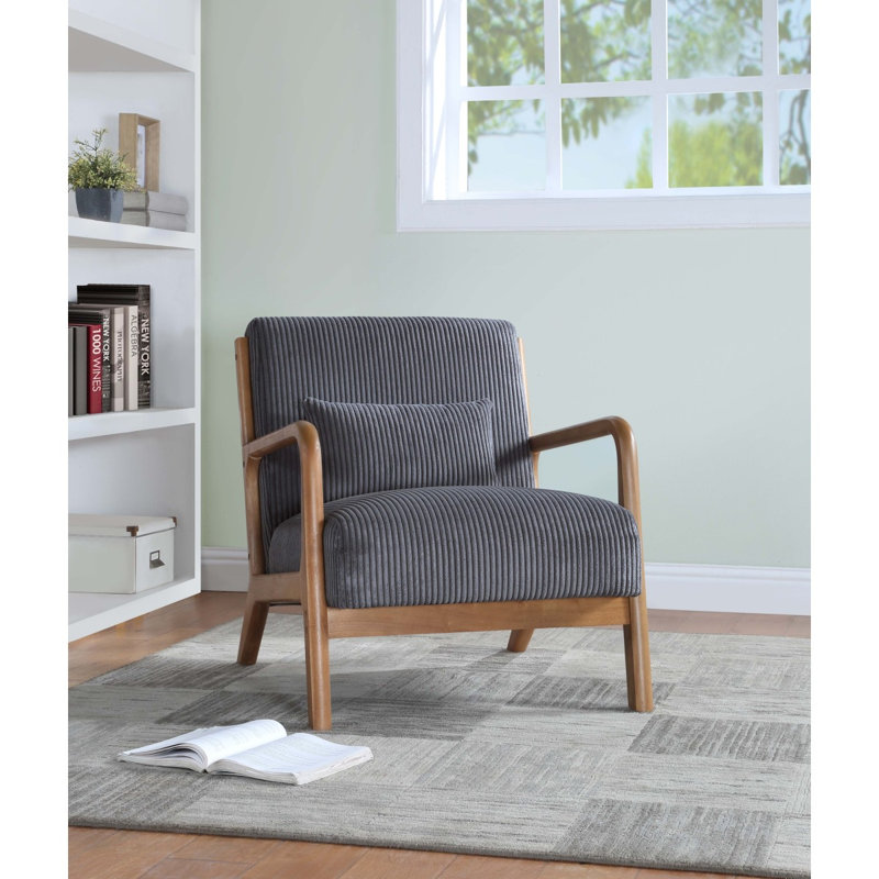 Fauteuil en velours côtelé Corduroy, Dark Gray, Natural