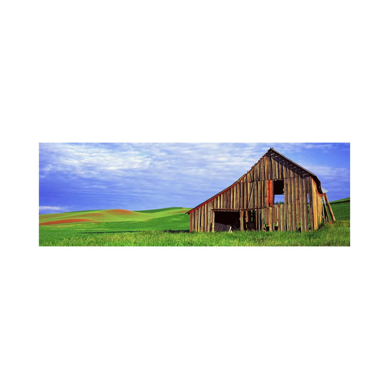 Dilapidated Barn In A Farm, Palouse, Whitman County, Washington State, USA - Wrapped Canvas Panoramic Print