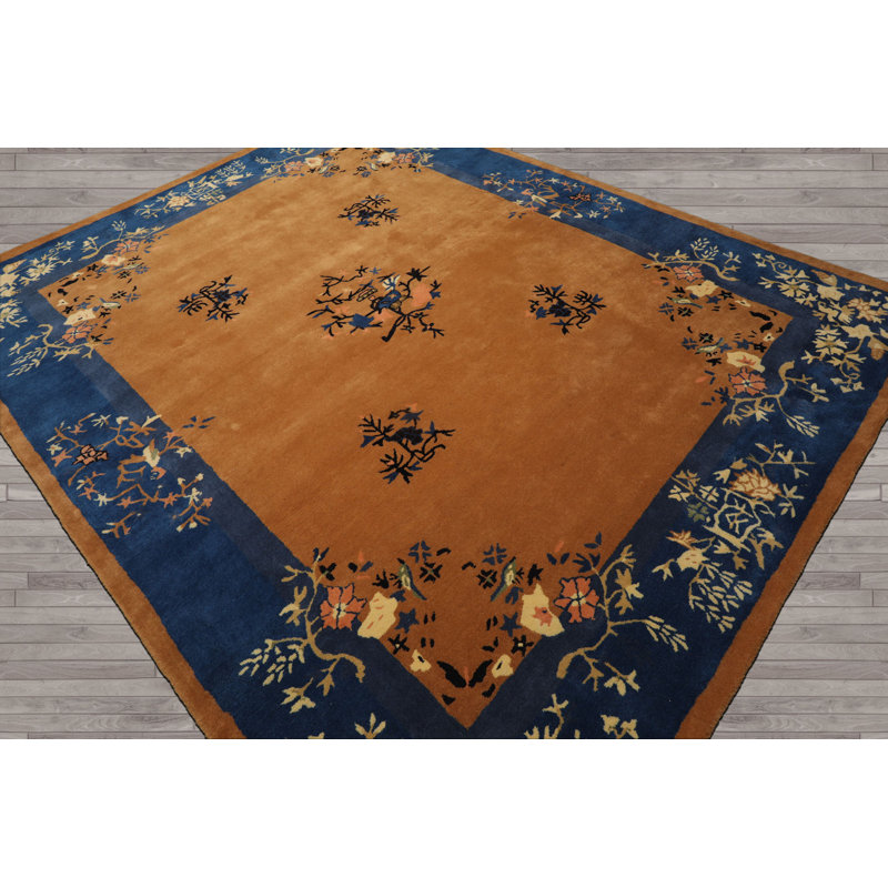 Multi Size Camel Hand Tufted Chinese Art Deco Oriental Area Rug, Rectangle 5' x 8'