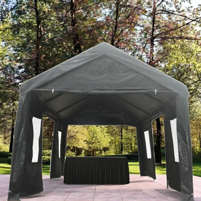 10X20ft Outdoor Portable Gazebo Canopy, Grey - Strong Frame, Protection And Waterproof Garage Carport Canopy Stable Construction, Protected Covering For Long-Term Use