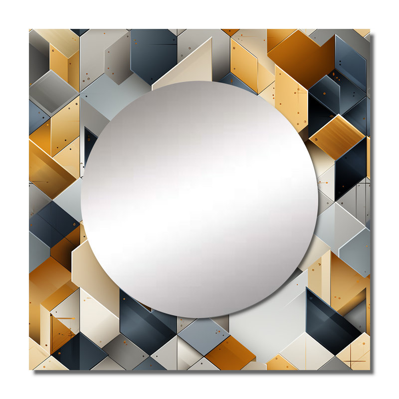 Miroir carré gris Hexagons Dreams, 29 po x 29 po