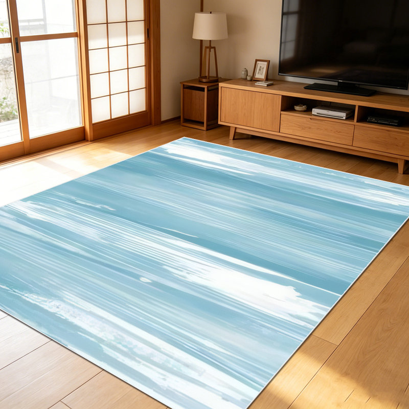 1PC Abstract Sky Blue Brush Stroke area rugs for Living Room, Soft and Comfortable, Suitable for all seasons, easy-to-maintain, machine washable Indoor floor mat, Under Table Farmhouse suitable for dining room, bedroom, home office, entryway, patio,