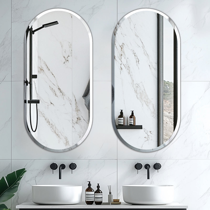 Rithi Long Oval Flat Wall Mirror, 120cm x 60cm