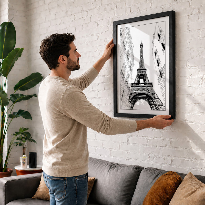 Eiffel Tower Ascending Geometric - Print, Walnut, A4 - 29.7 x 21.0 cm