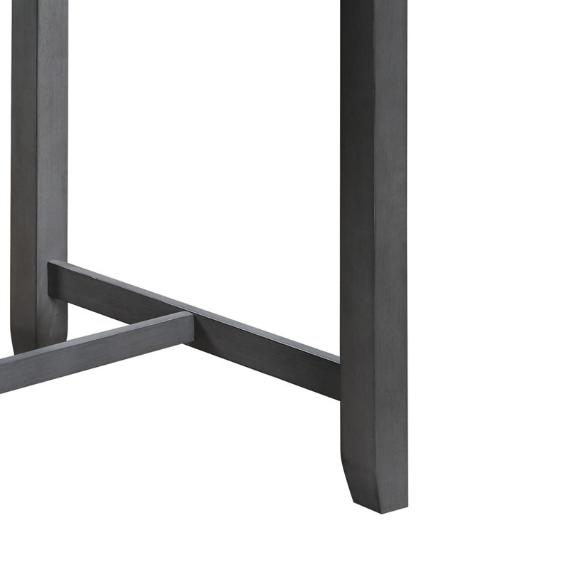 Gray Finish Small Space Counter Height Dining Table with USB Charging Ports and Shelves
