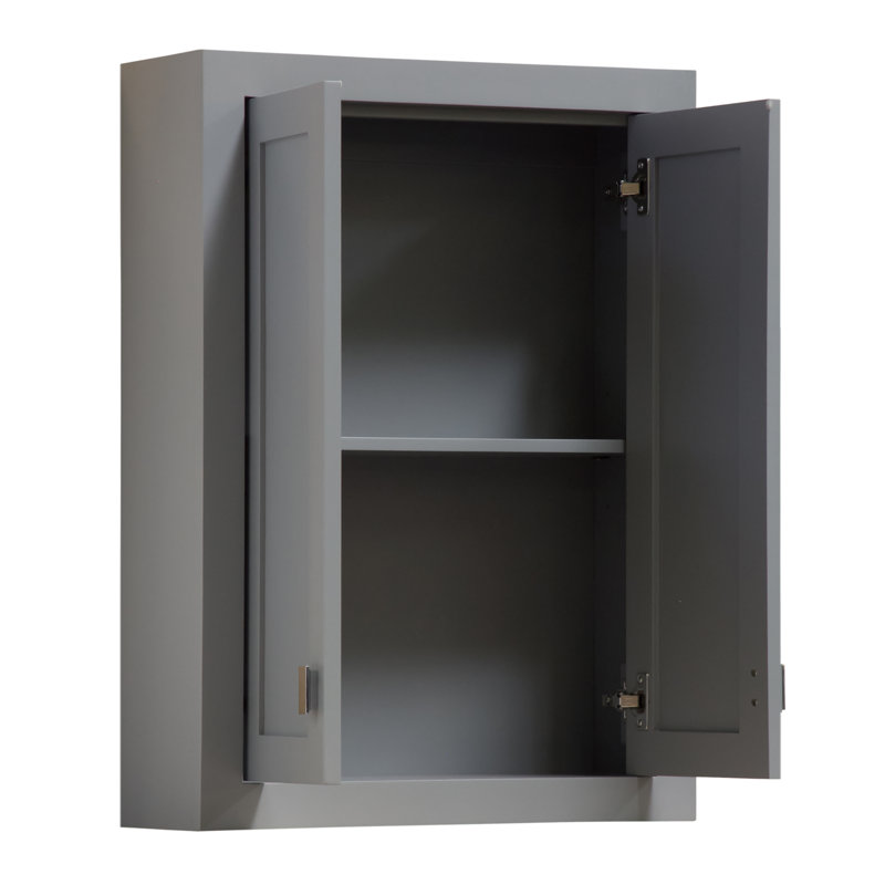 Higuera Solid Wood Bathroom Cabinet, Cashmere Gray, 1