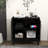 Fluted Storage With Solid Wood Legs & Versatile Layout - Living Room Cabinet For Room, Kitchen, Hallway Black Finish