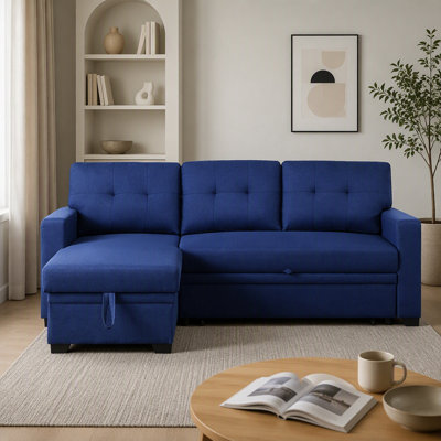 Canapé modulaire convertible rembourré avec méridienne escamotable, idéal pour les invités et peu encombrant
