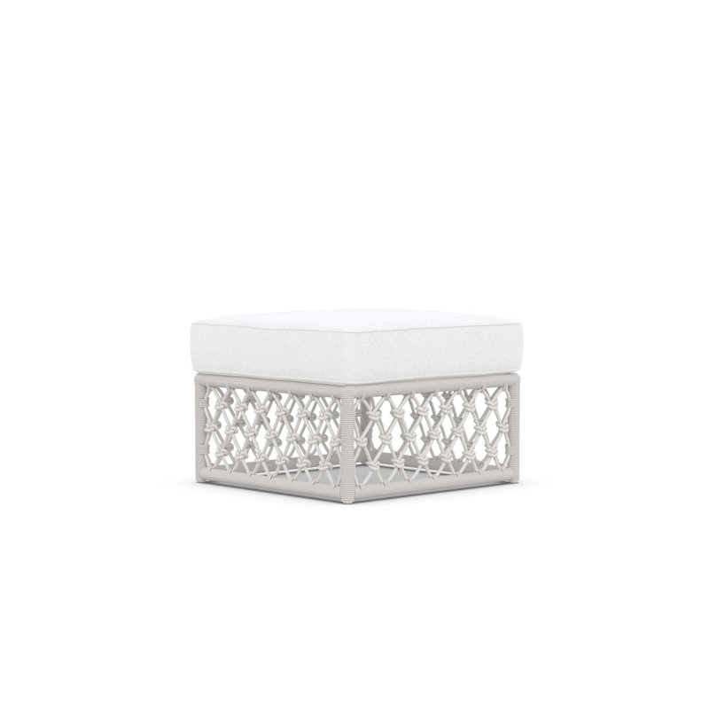 Amelia Outdoor Ottoman with Cushion, Matte White Frame/Cloud Cushion