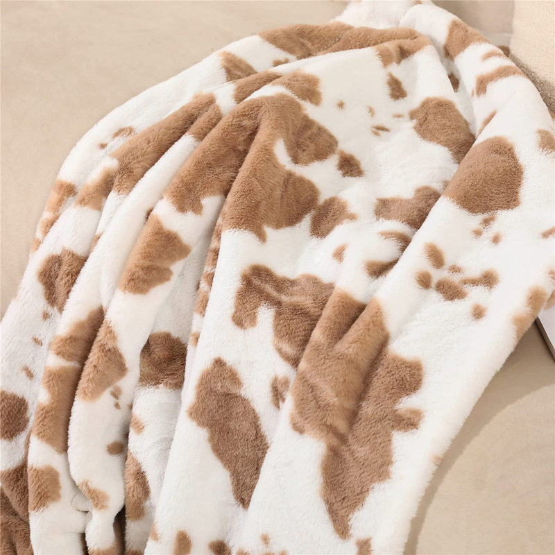 Couverture en flanelle , Vache kaki tachetée, L 63 po x l 51 po
