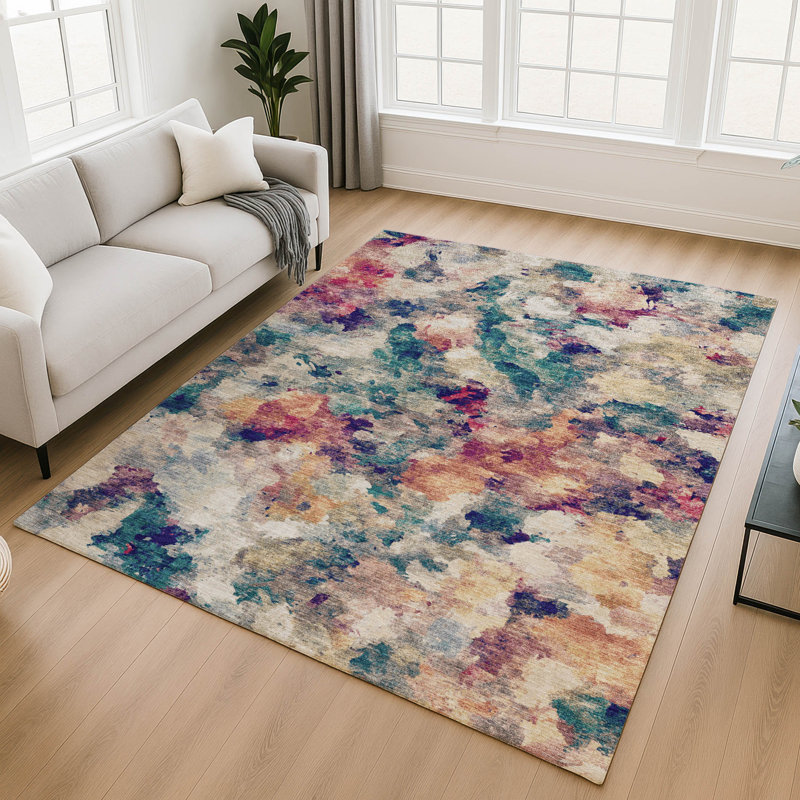 Tapis abstrait lavable à la machine de qualité supérieure Mayfield AMF2203, 2 pi 6 po x 3 pi 10 po, Mastic