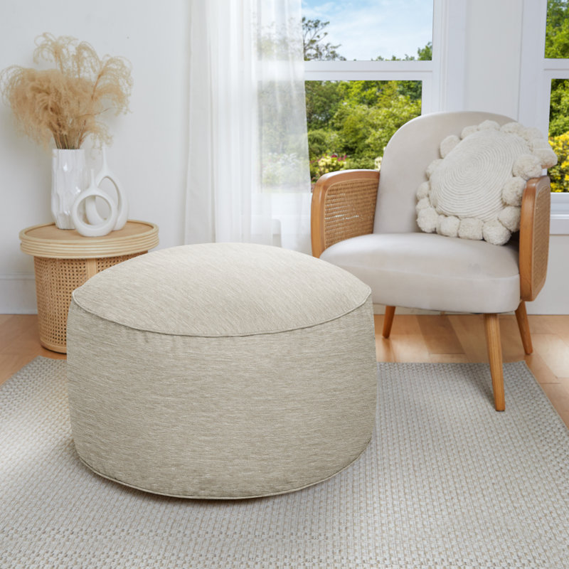 Pouf d'intérieur à texture douce Jahmad Snow, Polyester à 100 % de couleur brune