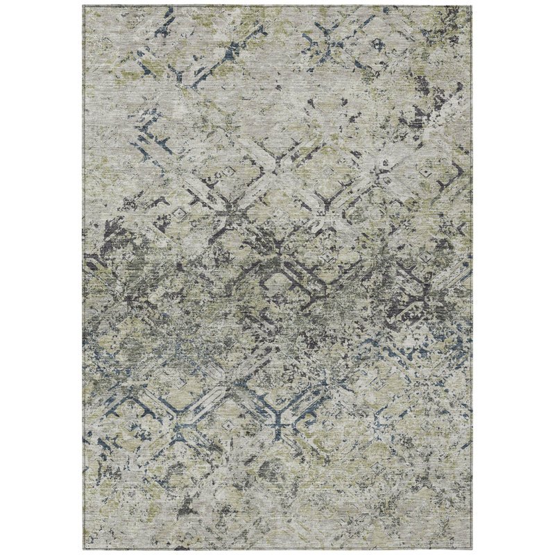 Tapis extérieur lavable à motif géométrique gris et gris anthracite 3 pi x 5 pi