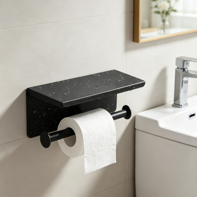 Stainless Steel Double Toilet Paper Holder With Shelf, Wall Mounted Bathroom Tissue Dispenser For Mega Rolls, Anti-Rust Design