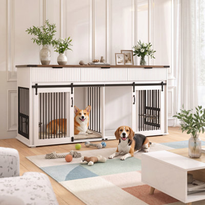 Dog Crate with 3 Drawers and Type-C Power Outlet