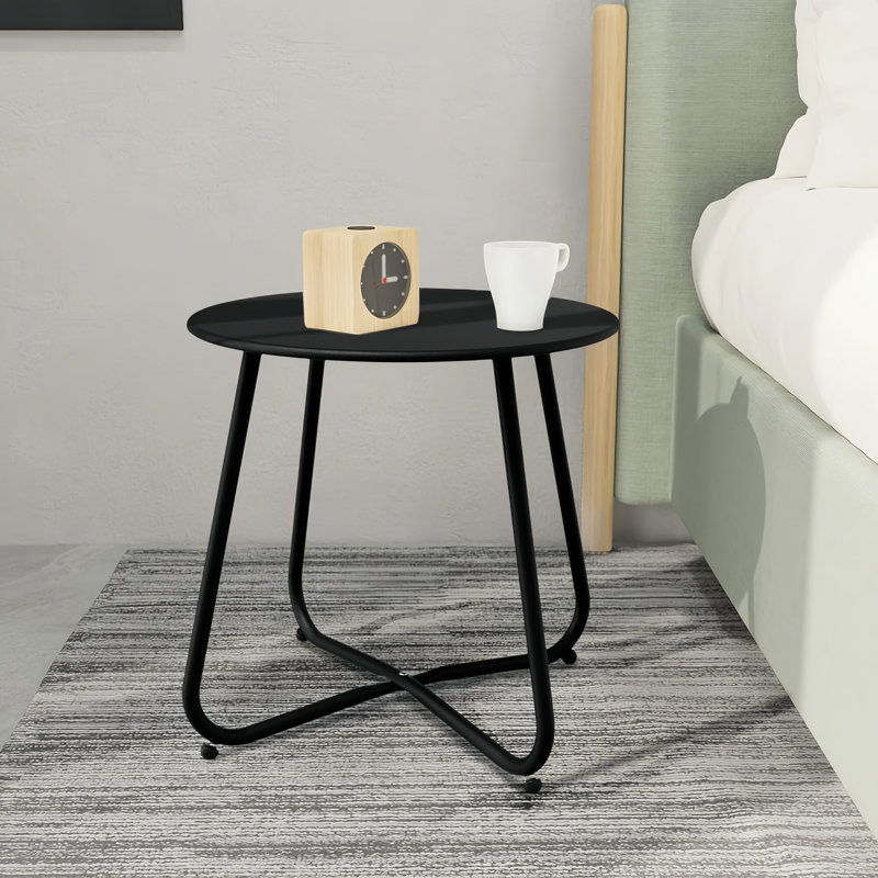 Table d'appoint d'extérieur en métal, Black