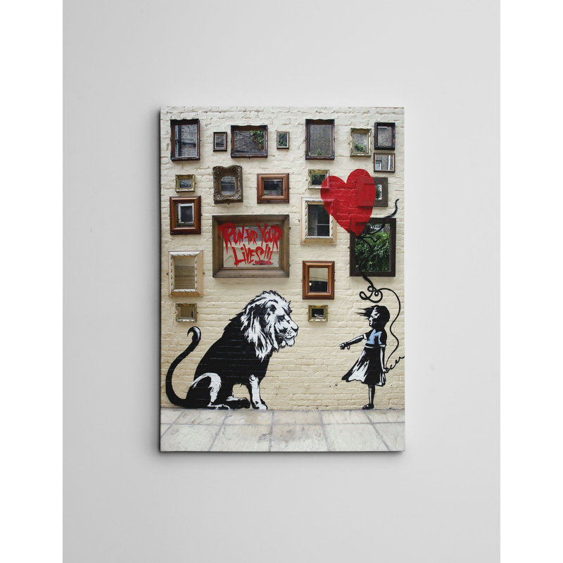 Superbe peinture décorative sur toile Banksy, 19,7 po x 27,6 po | 50% coton / 50% polyester, impression numérique de haute qualité sur toile | Cadre en bois élégant (0,8 x 1,2 pouces) | Parfait pour les amateurs de décoration intérieure et d'art