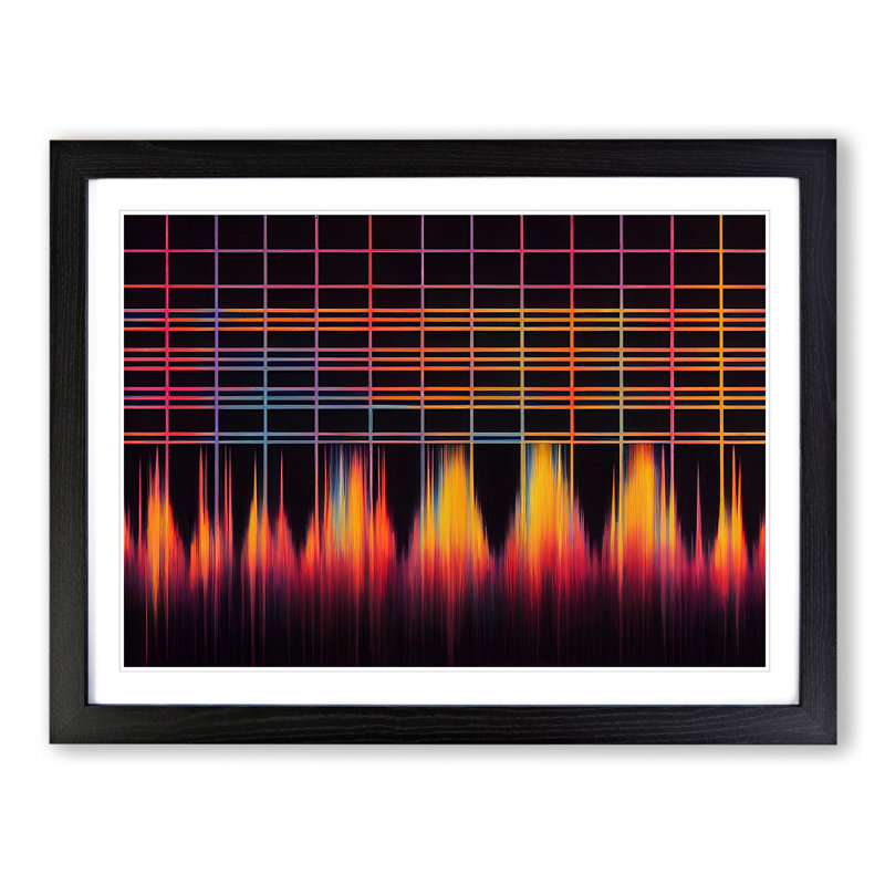 Electronic Audio Sound Bars Vol.2 Abstract - Single Picture Frame Print, Black , 46cm H x 64cm W x 2cm D