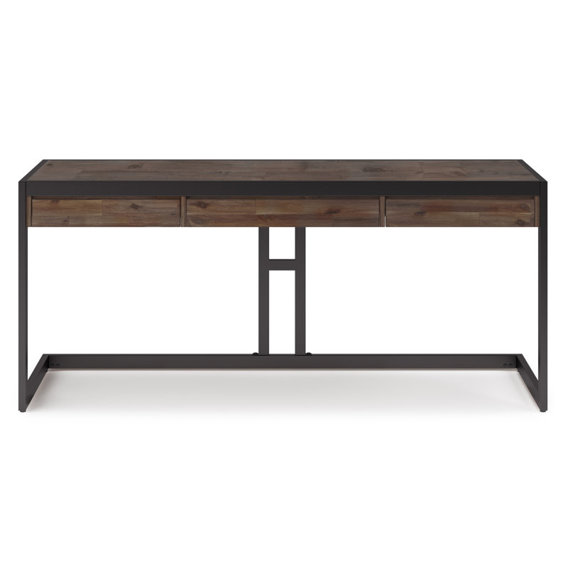 Bureau d'écriture Erina, H 31 po x l 72 po x P 24 po, Brun rustique naturel vieilli / noir mat