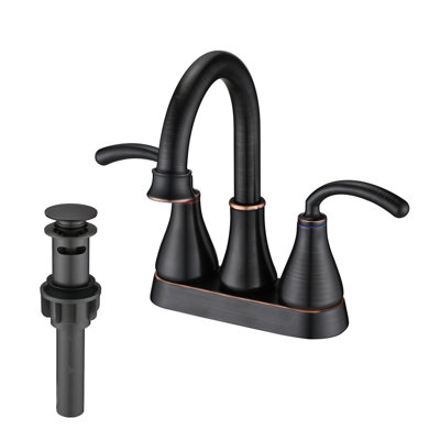 2-handle Bathroom Faucet with Drain Assembly