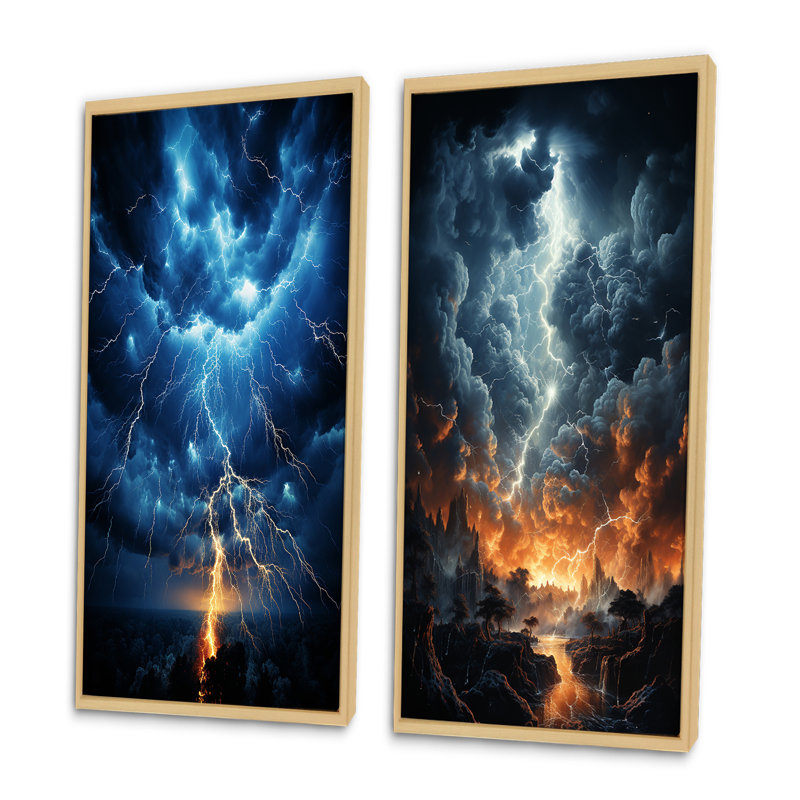 «Lightning Dynamic Illumination» - 2 pièces, H 32 po x l 32 po, Encadrement brun