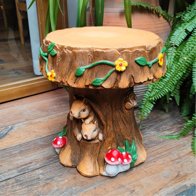 Chaise de jardin 12,6 po en résine d'écureuil, chaise décorative unique pour l'intérieur et l'extérieur, chaise d'appoint ronde pour la cour, le patio, la terrasse et la décoration intérieure