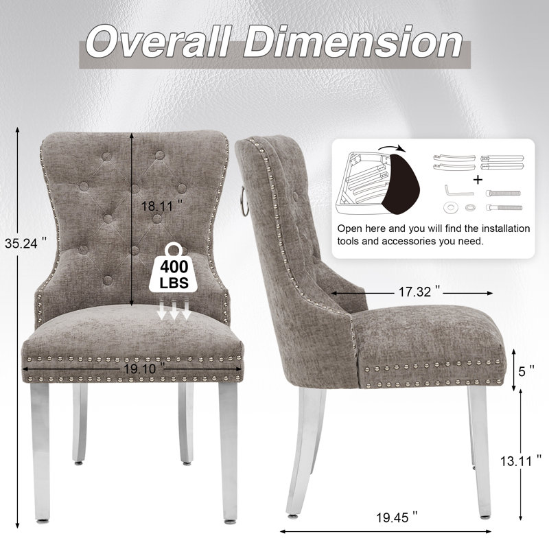 Chaise de salle à manger Parsons, Chenille gris foncé