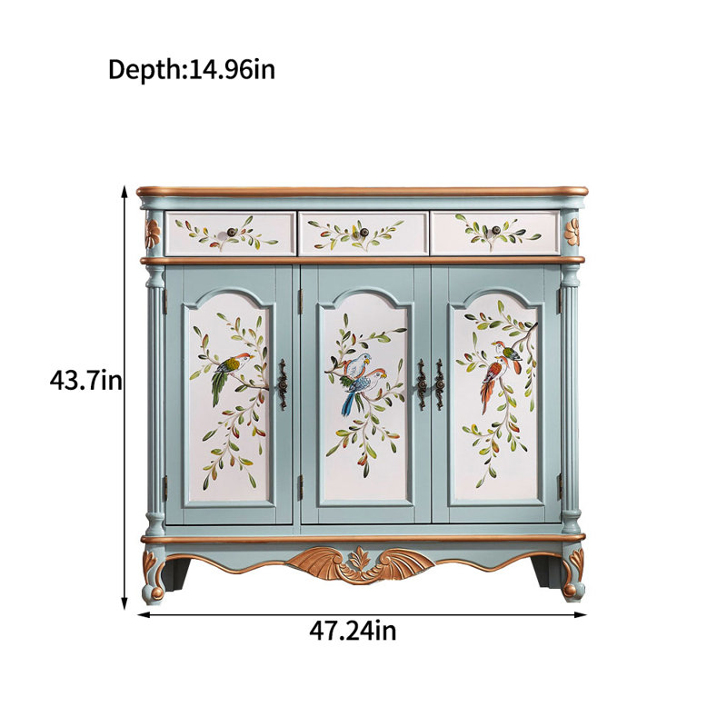 Vintage Simple Painted Wooden Accent Cabinet