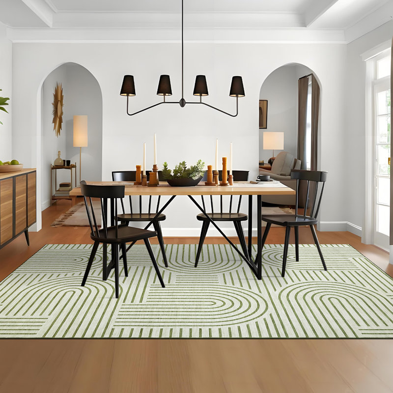 Modern Rainbow Striped Machine Washable Rug Stain Resistant Easy Cleaning Indoor Carpet With Non-Slip Backing Low Pile Floor Cover Non Shedding Folding Rug