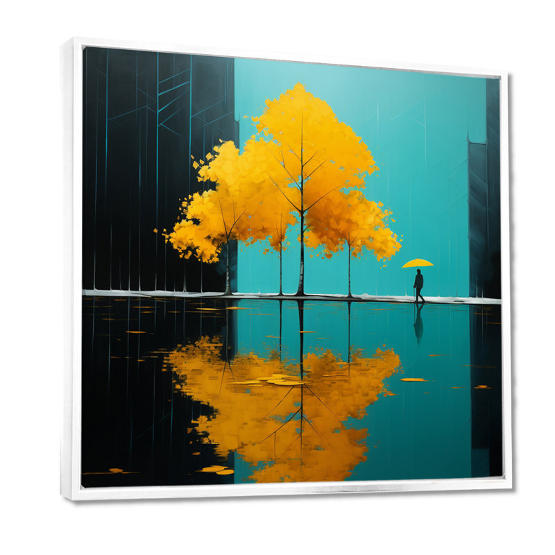 Dan - paysage abstrait, art mural, Toile encadrée flottée blanche, H 36 po x l 36 po x P 1,5 po