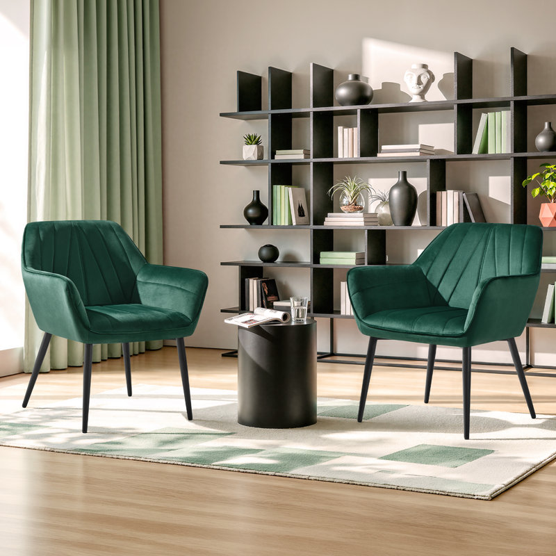 Colour 65Cm Wide Velvet Armchair, Green