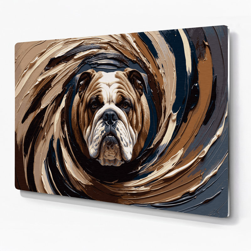 Chiens, bouledogue noir, art mural en métal, H 20 po x l 24 po