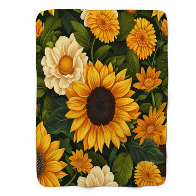 Golden Fusion Bouquet - 1 Piece Premium Sherpa Bla Throw Blanket