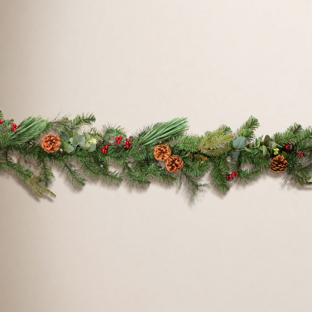 12 Ft Mixed Pine Garland With Leaves, Cedar, And Needle Pine Accents The Holiday Aisle®