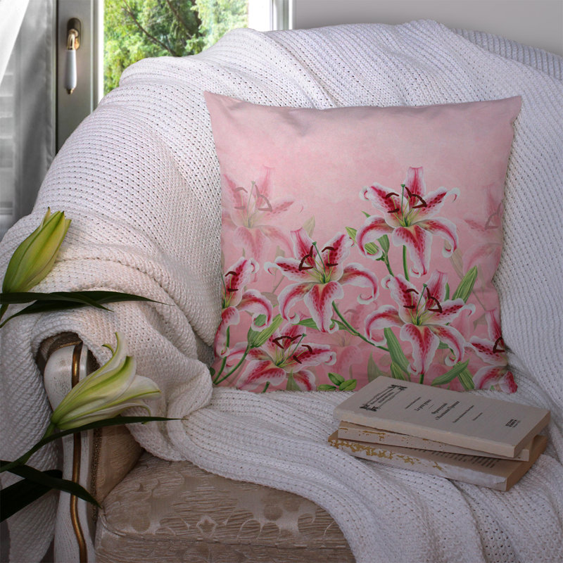 Coussin décoratif intérieur/extérieur lillies, 14 po x 14 po