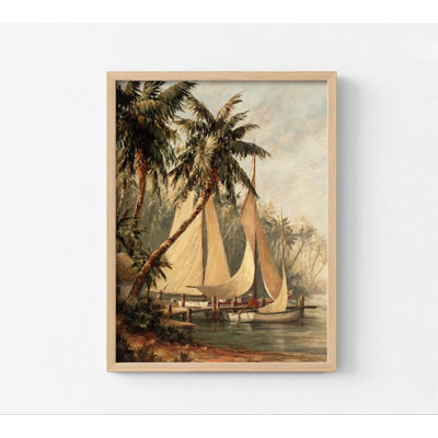 Ameera Rum Cay By Malarz, Antique Rustic Coastal Boat Wall Art, Sailboat Poster Print, Tropical Airbnb Wall Art, Boat Painting Print