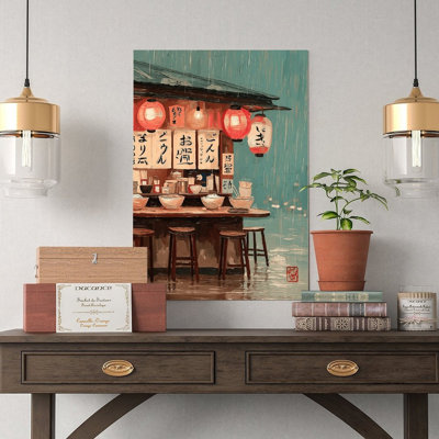 Canvas Wall Art Rainy Japanese Ramen Stall Wall Art Print Vintage Poster Print Home Decor