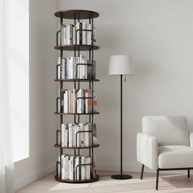 Tour à 5 niveaux avec bibliothèque pivotante à 360 degrés, Noyer brun