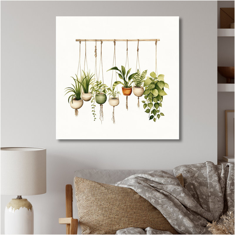 Impression sur toile de plantes botaniques suspendues, Toile tendue, H 36 po x l 36 po x P 1,5 po