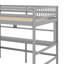 Lit mezzanine double avec bureau et tablettes de rangement, structure de lit mezzanine en bois avec escalier de rangement-2031655346