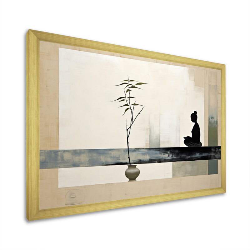 Mahmod Asian Art Modern Zen I - Art asiatique, art mural, H 12 po x l 20 po, Cadre photo unique, Doré
