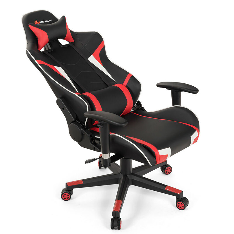 Ebern Designs Adjustable Reclining Ergonomic Swiveling PC & Racing Game Chair, Red