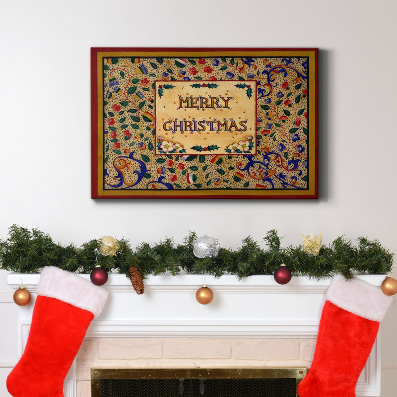 Toile tendue avec châssis de Noël de qualité supérieure - prête à être accrochée, H 12 po x l 8 po x P 1 po