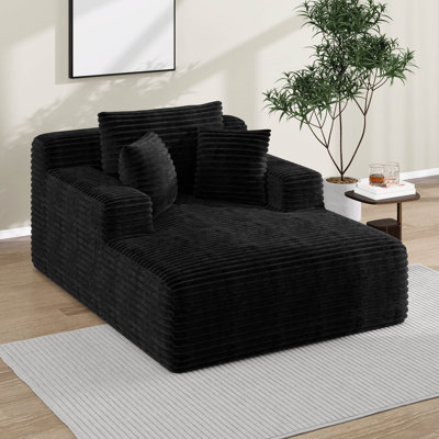 48.8" Chaise Lounge Chair, Oversized Corduroy Upholstered Sofa Bed, Deep Seat Sleeper Couch Reading Chairs With Removable Pillows