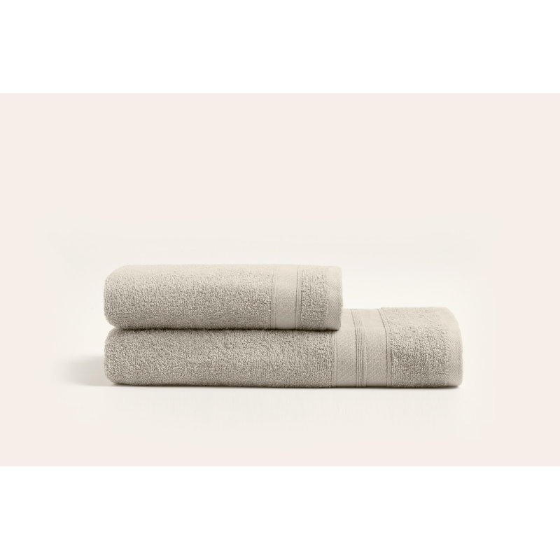 Ensemble de serviettes de bain luxueuses en coton (2 pièces), beige | 100% coton, serviette de bain: 27,6 x 55,1 pouces, serviette de bain: 19,7 x 35,4 pouces | Lavable à la machine, doux et absorbant, parfait pour un spa à domicile et un usage quotidien