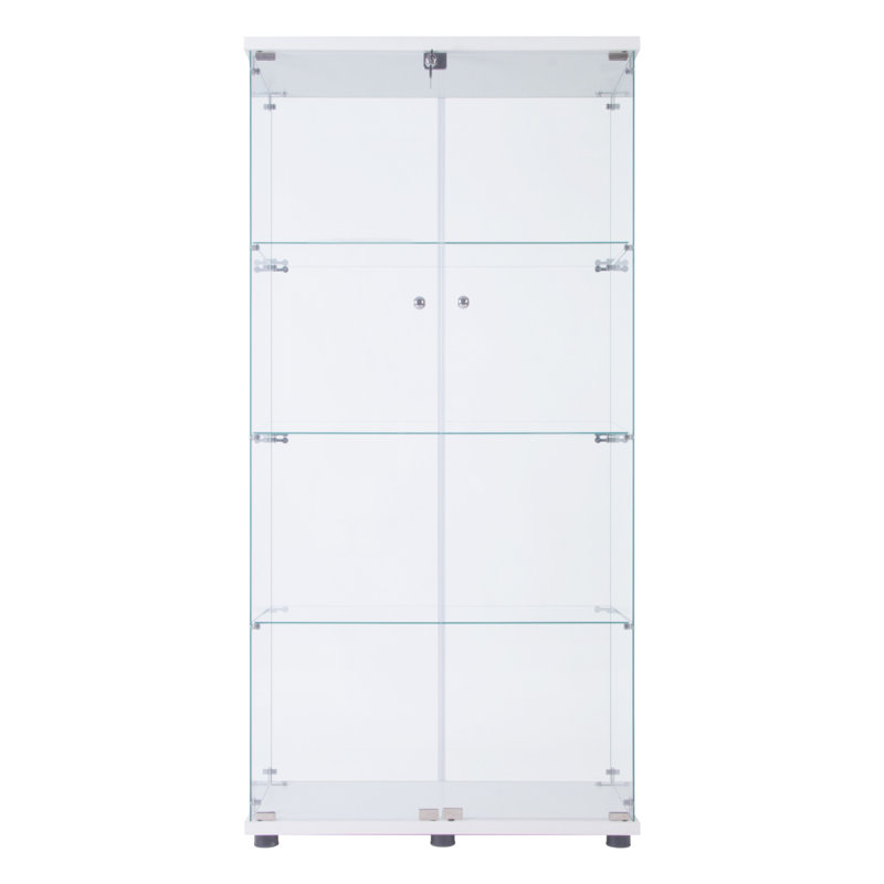 Vitrine à DEL avec 2 portes vitrées avec 4 tablettes, Blanc